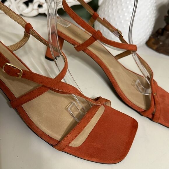 Frame Le Braxton Leather Heel Burnt Orange US 10 Strappy Sandal Fall - Picture 6 of 14